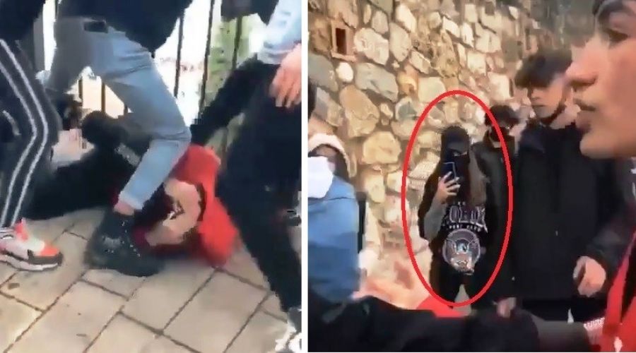 Gençler kavga ederken onlar kameraya çekti