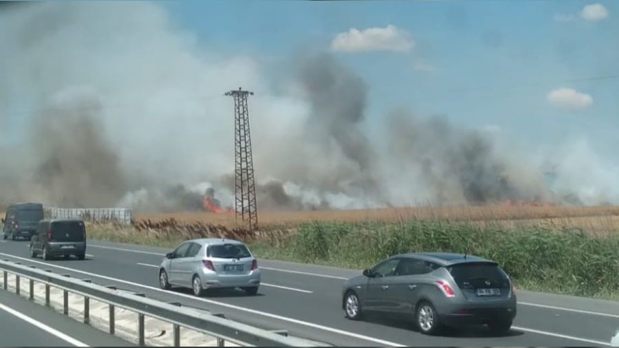 �stanbul-Tekirda� yolunda yang�n