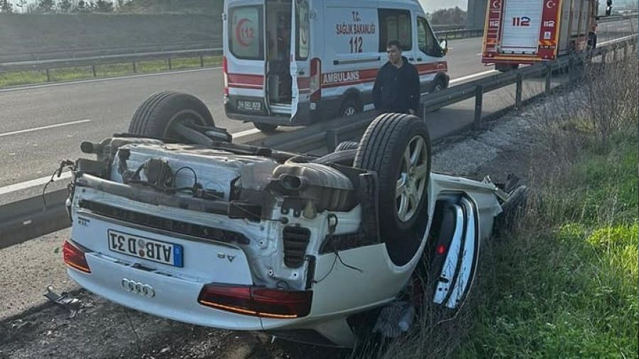 Otoyolda takla att�, yoldan ��kt�