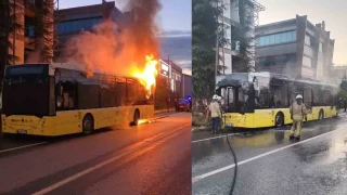 Sultanbeyli'de seyir halindeki İETT otobüsü yandı