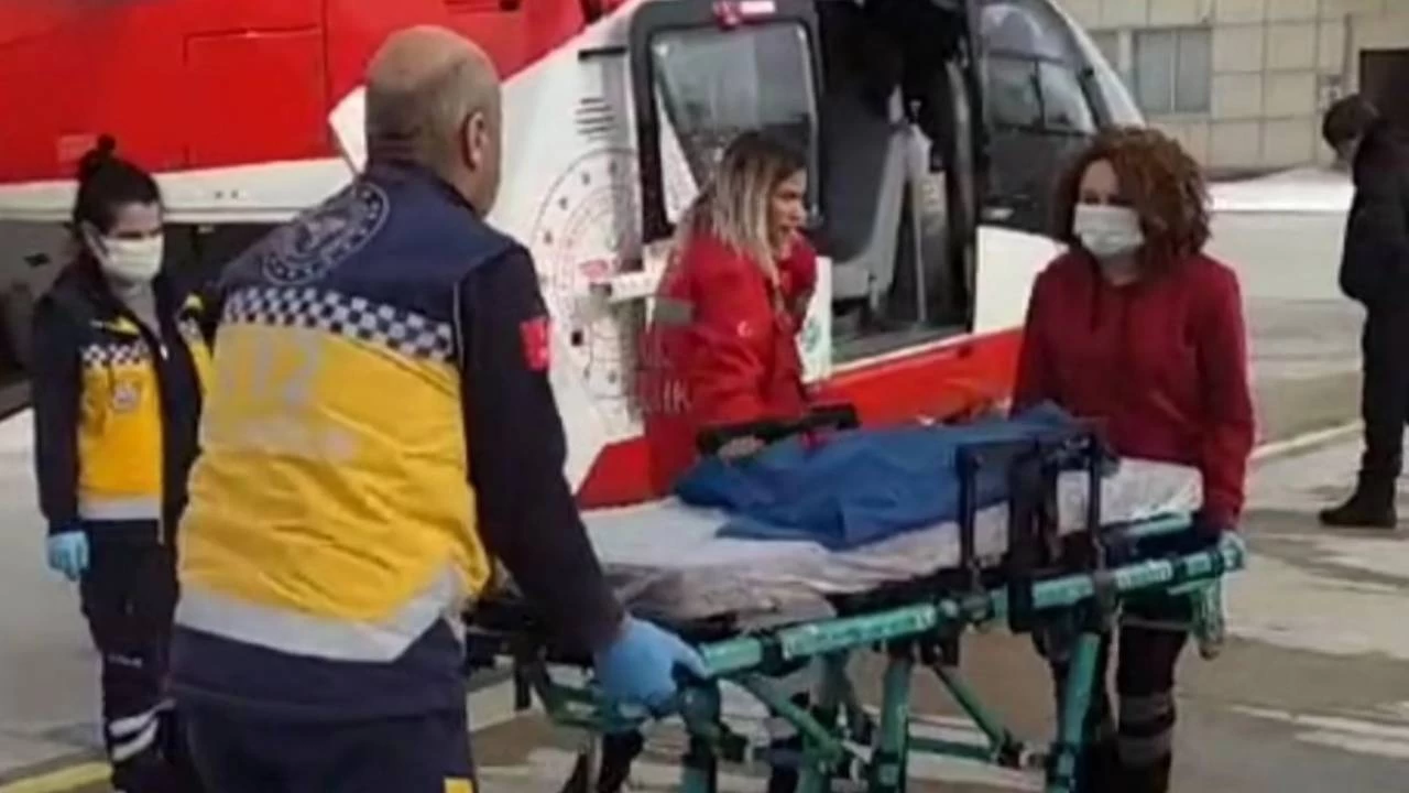 15'inci doumunda rahatszlanan kadn ambulans helikopterle hastaneye sevk edildi