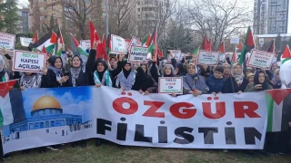 ABD Ankara Büyükelçiliği önünde İsrail'e protesto