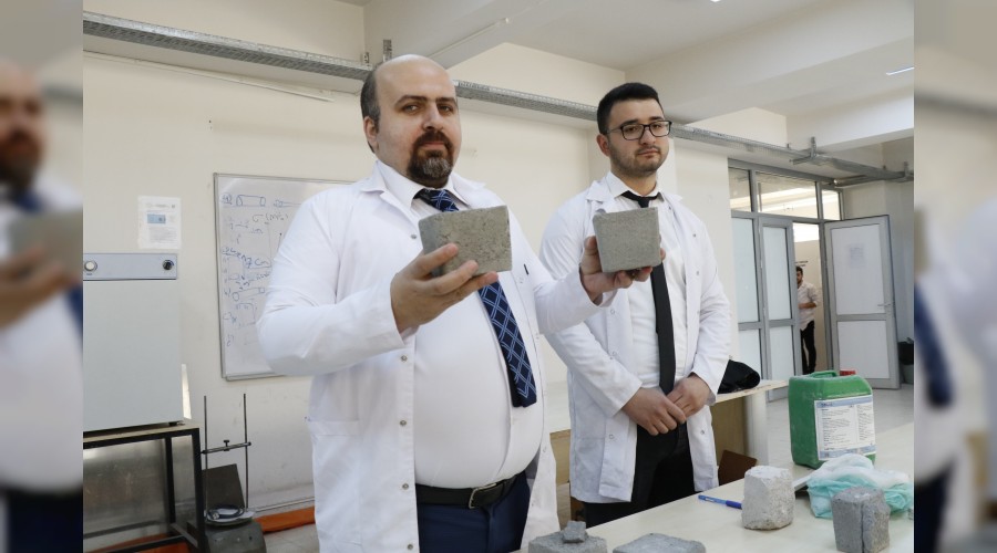 BEÜ'lü mühendiser seramik artıklarından ucuza dayanıklı köpük beton üretti