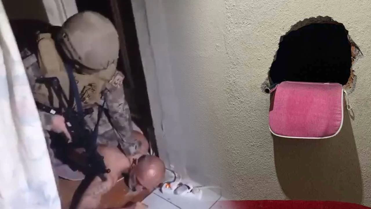 Cinayet zanlısı deldiği duvardan kaçmaya çalıştı