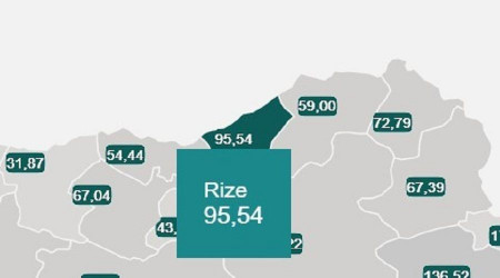 Doğu Karadeniz'de en çok vaka Rize'de