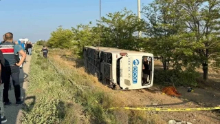 Ereli'de yolcu otobs devrildi: 1 l, 23 yaral