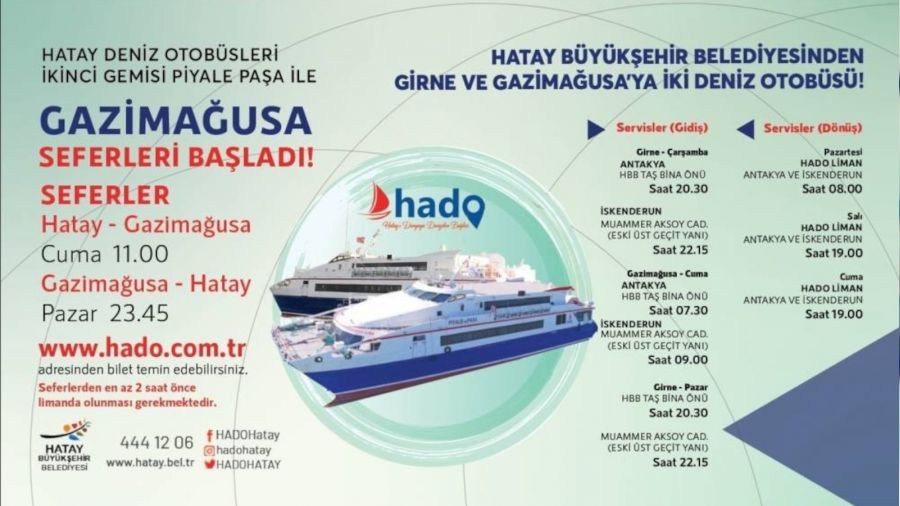 Hatay Deniz Otob�s�'n�n Gazima�usa seferleri 5 A�ustos'ta ba�l�yor