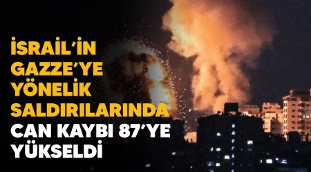 srail'in Gazze'ye ynelik saldrlarnda can kayb 87'ye ykseldi