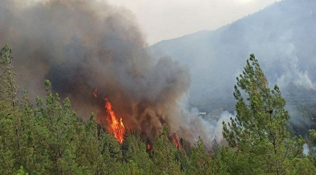 Karabk yangn rzgarn etkisiyle ilerliyor