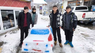 avat'ta renciler kardan araba yaptlar