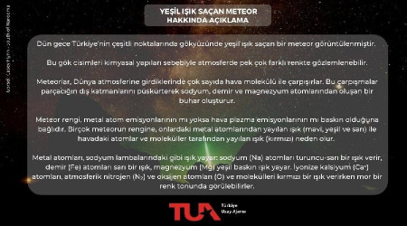 "Yeil k saan meteor" hakknda aklama
