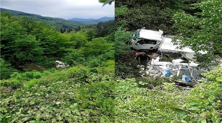 Uçuruma yuvarlanan kamyon GPS sinyali ile bulundu
