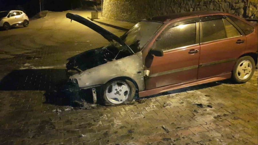 Alev alan park halindeki otomobil kullan�lmaz hale geldi