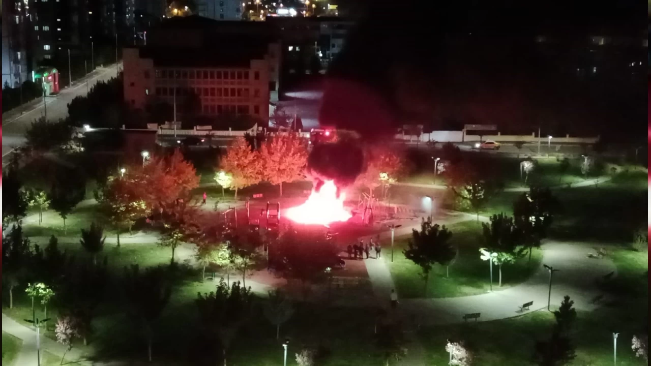 Diyarbakır'da çocuk oyun parkı alevlere teslim oldu