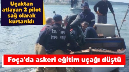 Foça'da askeri eğitim uçağı düştü