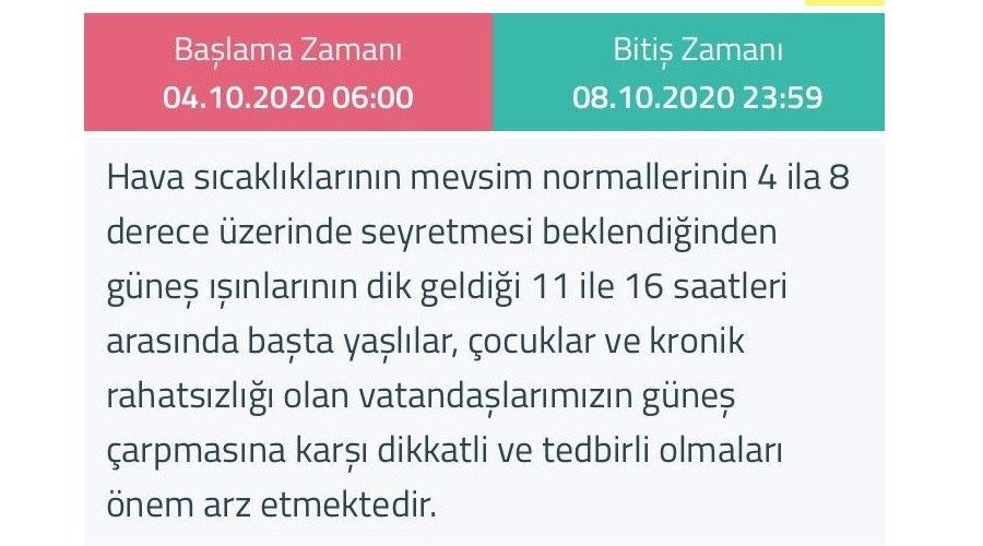 Meteoroloji'den 4 gün boyunca 'güneş çarpması' uyarısı