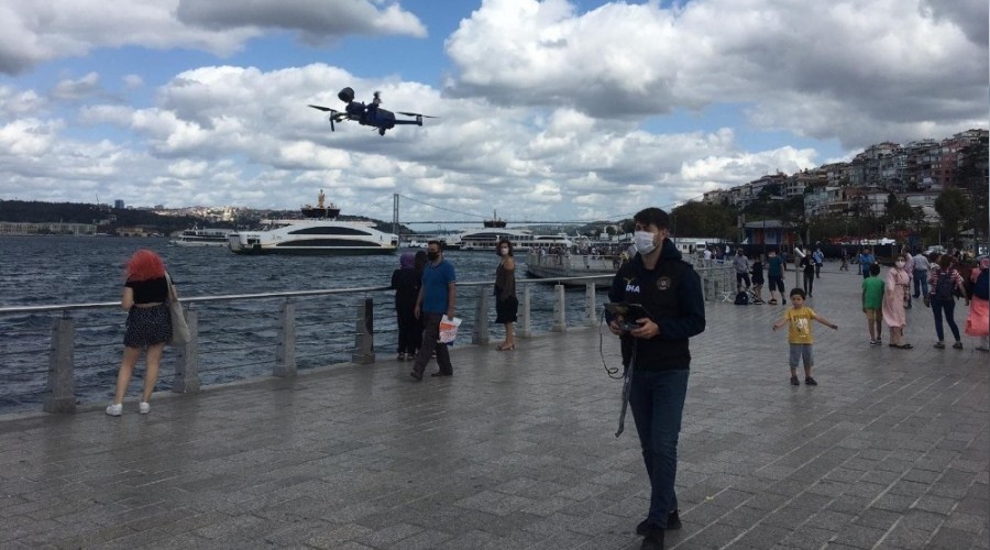 Üsküdar'da drone destekli koronavirüs denetimi