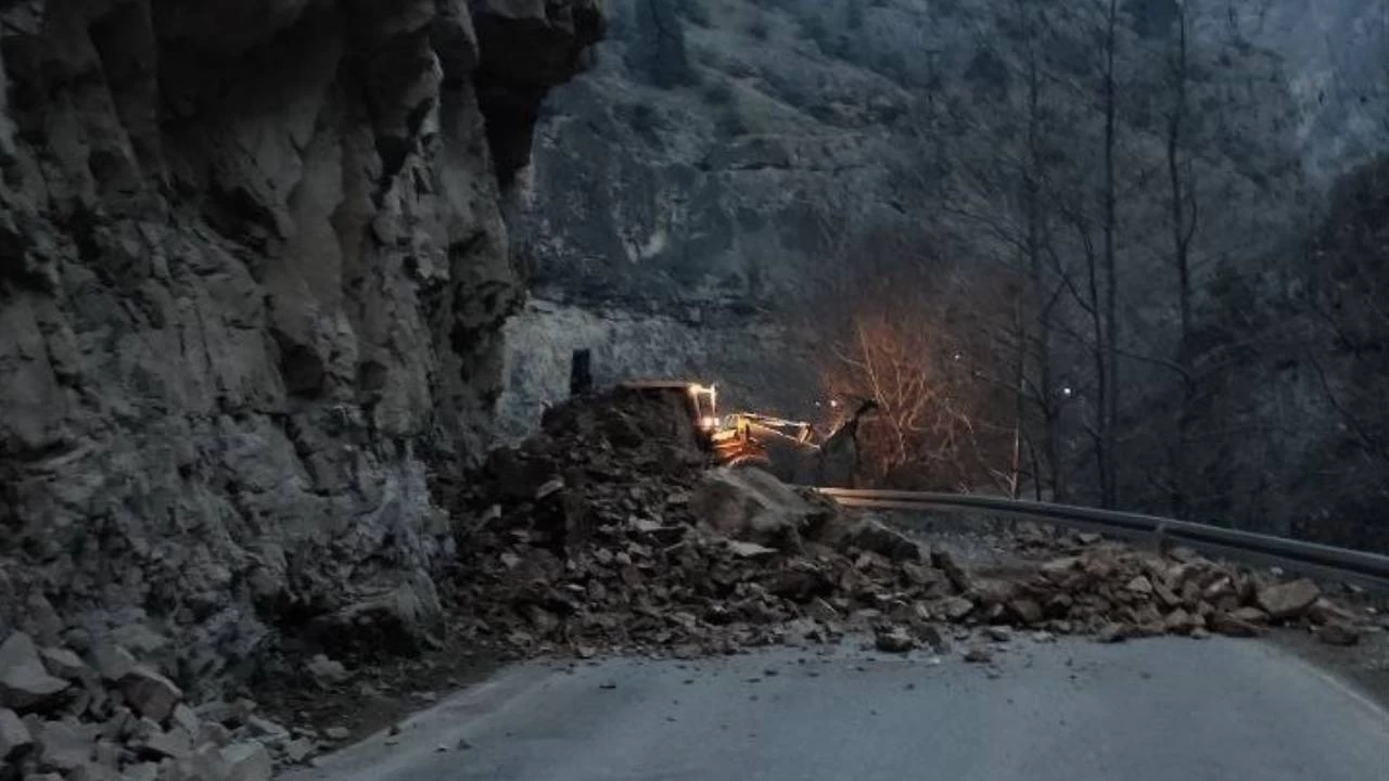 Artvin-Ardanuç karayolunda heyelan