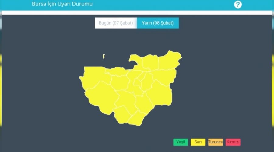 Bursa için sarı uyarı