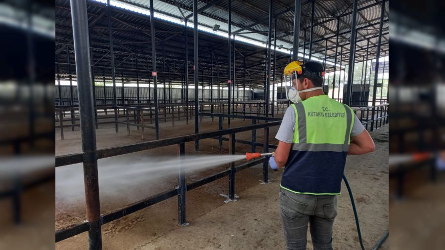 Canlı hayvan pazarında temizlik, dezenfeksiyon ve kireçleme çalışmaları tamamlandı