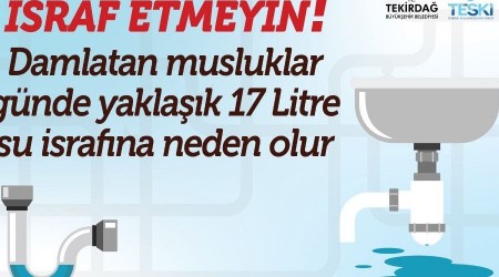Damlatan musluk gnde 17 litre su israfna yol ayor