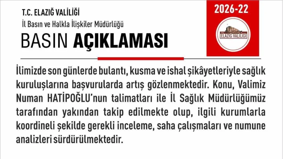 Elazığ'da salgın alarmı