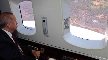 Erdoğan yanan bölgeyi inceledi