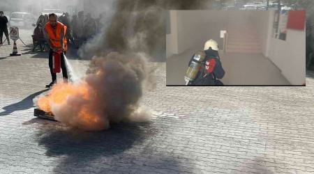 Gerçeğini aratmayan yangın ve deprem tatbikatı