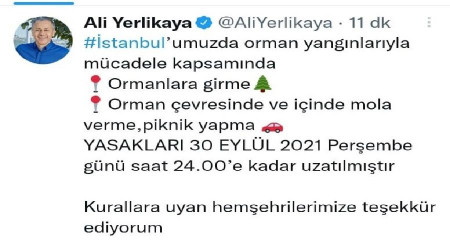 İstanbul'da ormanlık alanlara giriş yasağı uzatıldı