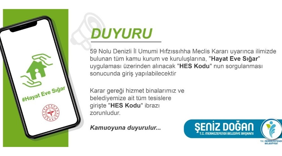 Merkezefendi Belediyesi'nde de HES kodu uygulaması