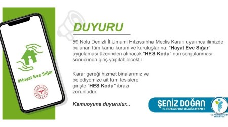 Merkezefendi Belediyesi'nde de HES kodu uygulaması
