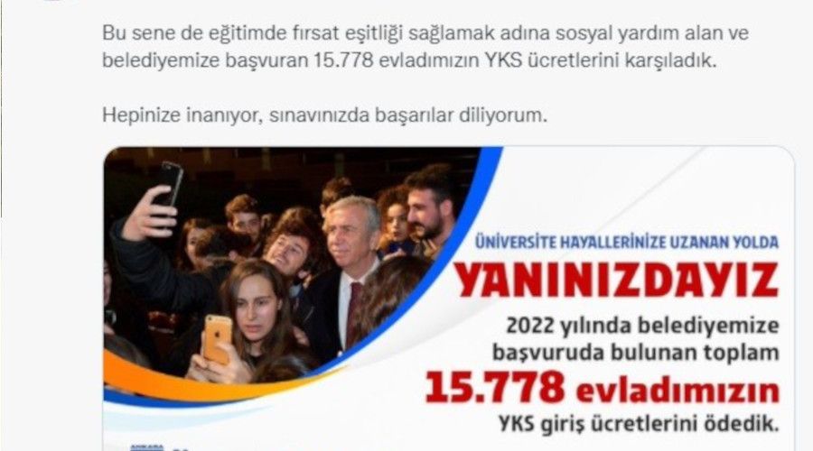 ��rencilere s�nav deste�i: 15 bin 778 gencin YKS �creti yat�r�ld�