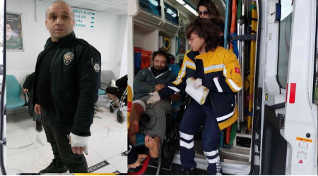 Polis memuru kendini bıçaklayan şahsı vurdu