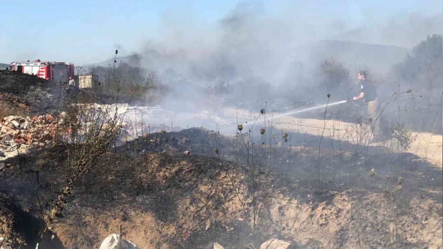 Sanayi sitesi yakınında korkutan yangın