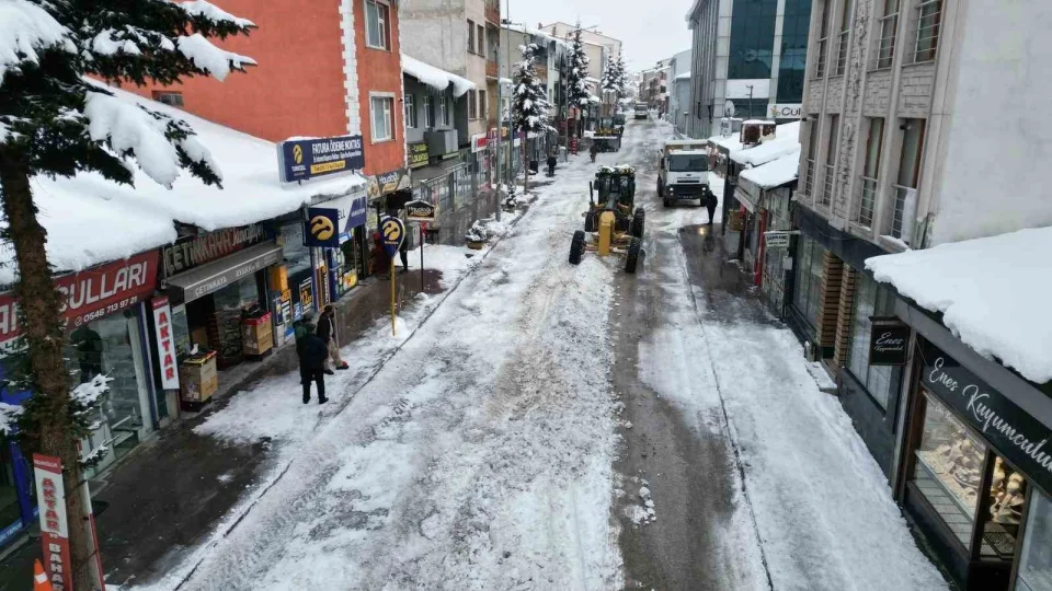 Sarıkamış'ta "beyaz mesai": 600 kamyon kar şehir dışına taşındı