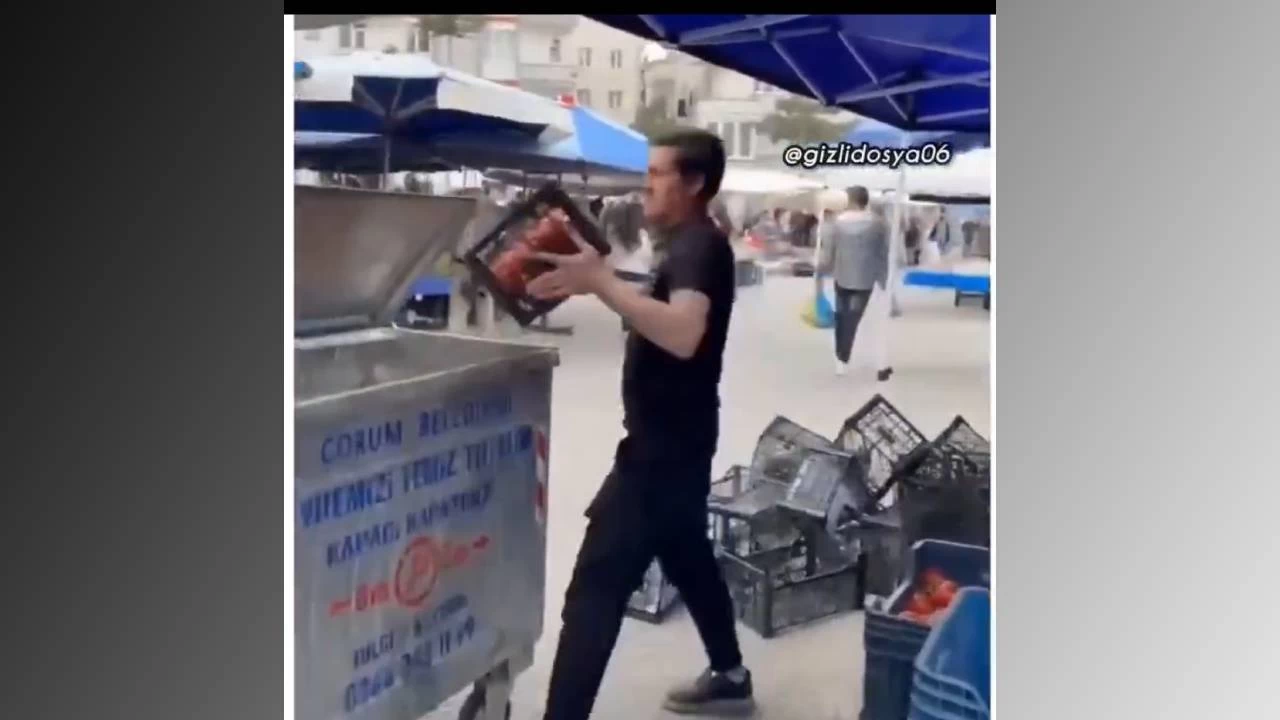 Tepki için çöpe dökülen domates satıcısına ceza