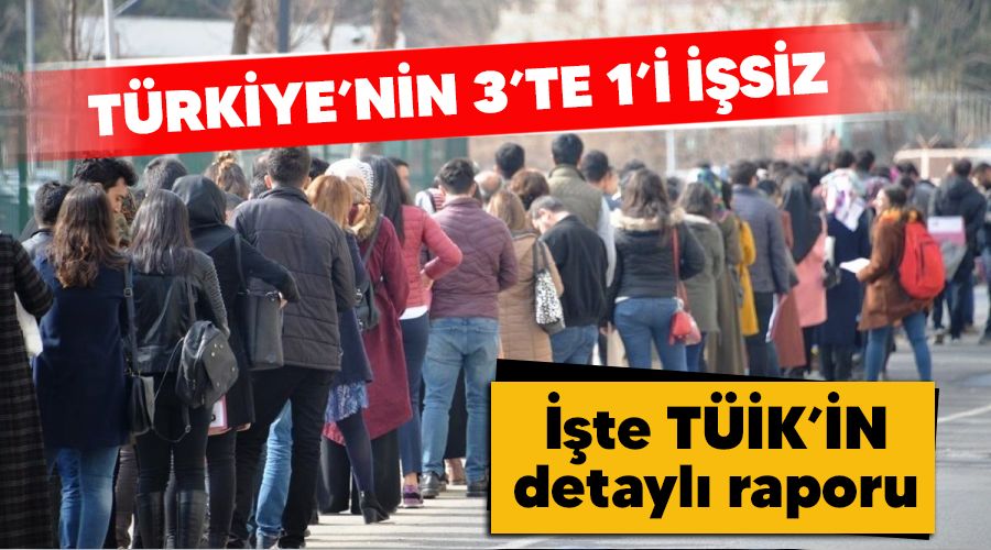 T�rkiye'nin 3'te 1'i i�siz