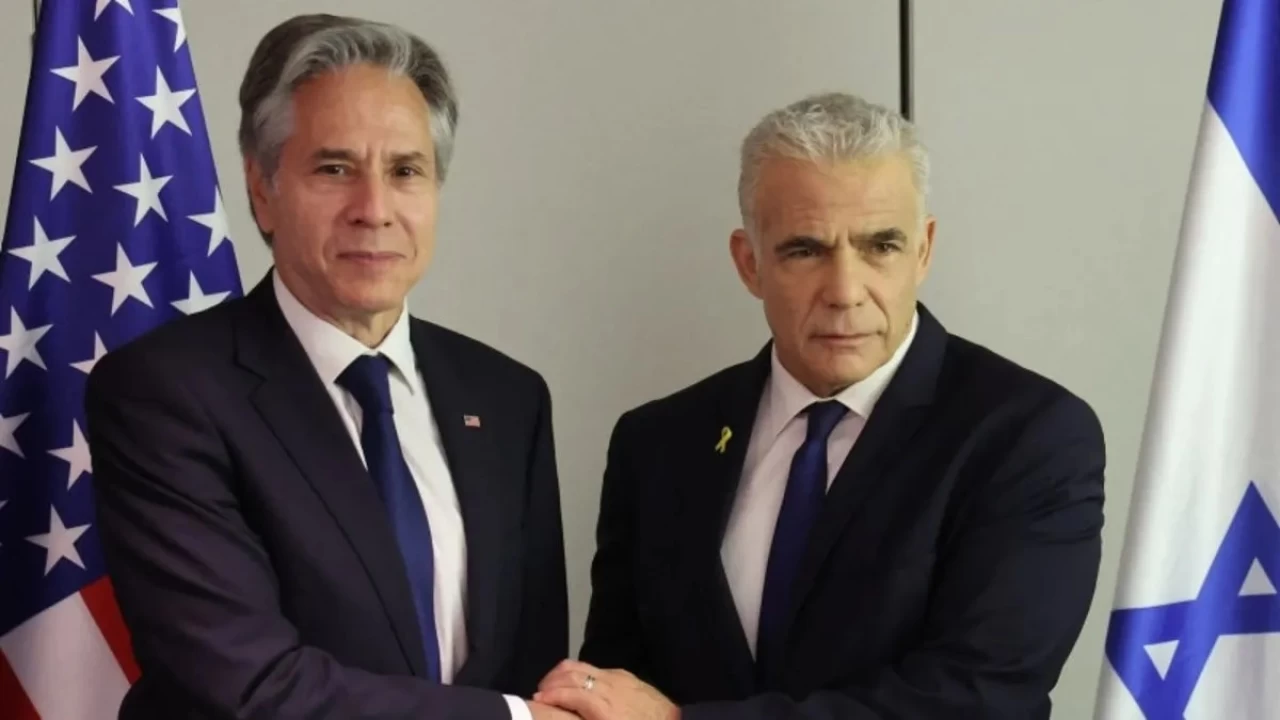 ABD Dışişleri Bakanı Blinken, Tel Aviv'de İsrail muhalefet liderleri Gantz ve Lapid ile bir araya geldi
