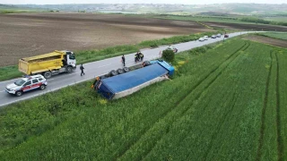 Arnavutk�y'de Ukrayna'ya gidiyordu: Tarlaya devrildi
