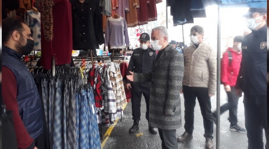 Ba�ak�ehir'de  pazarlarda korona denetimi