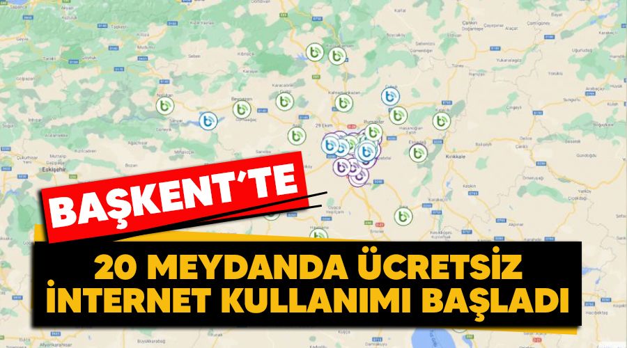 Başkentte 20 meydanda ücretsiz internet kullanımı başladı