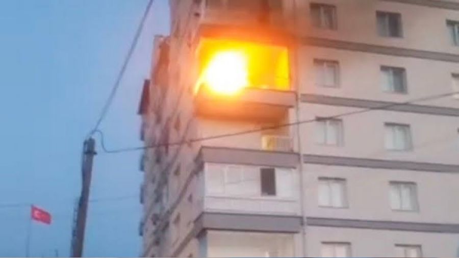 Ba�kentte 6 katl� binada korkutan yang�n