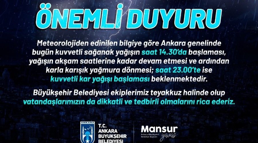 Bakent'te youn kar ya uyars