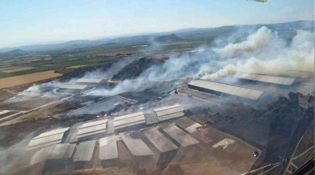 Bergama'daki yangın süt işletme tesisine sıçradı