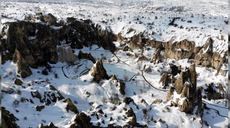 Beyaza brnen Kapadokya, havadan grntlendi