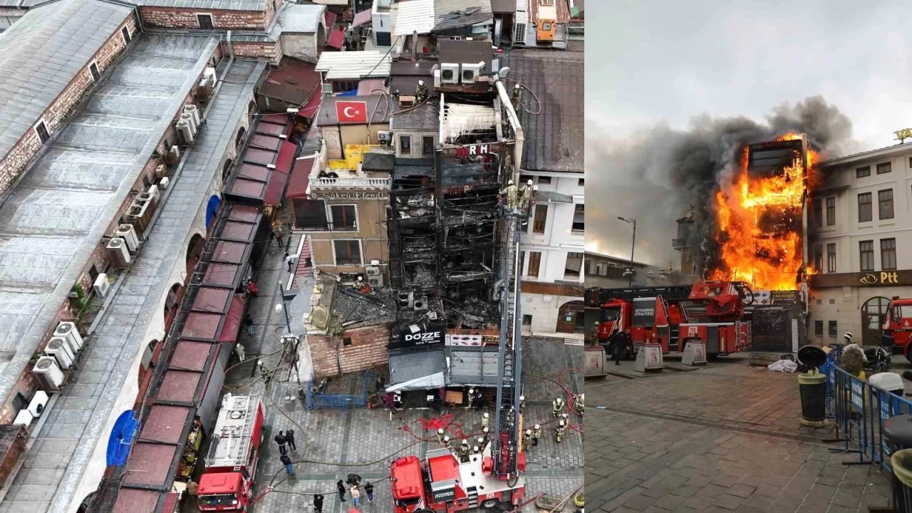 Eminönü'nde 5 katlı restoran alevlere teslim oldu