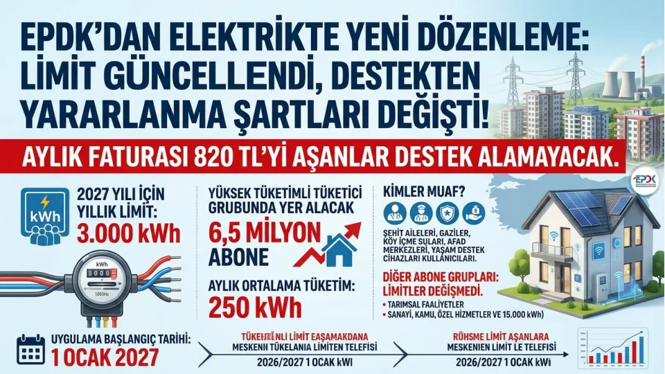 EPDK elektrik faturasında limitleri belirledi