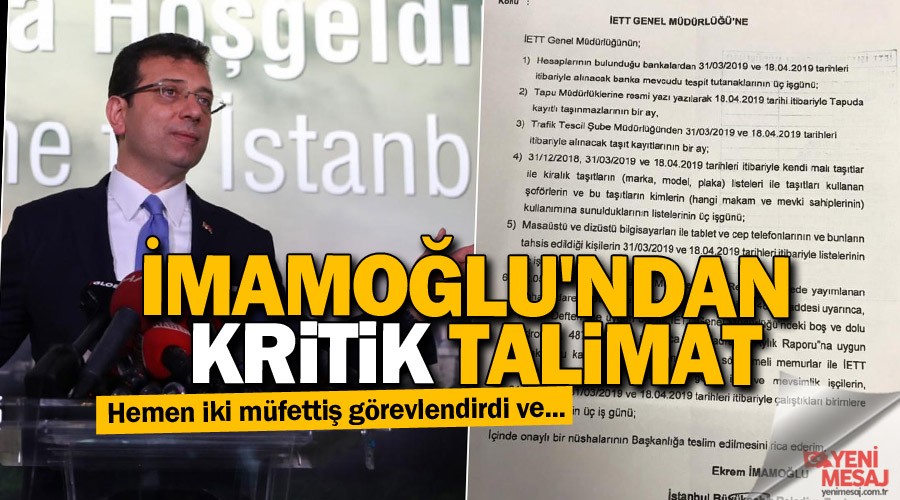 �mamo�lu'ndan kritik talimat