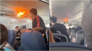 �ni� yapan yolcu u�a��nda yang�n pani�i!
