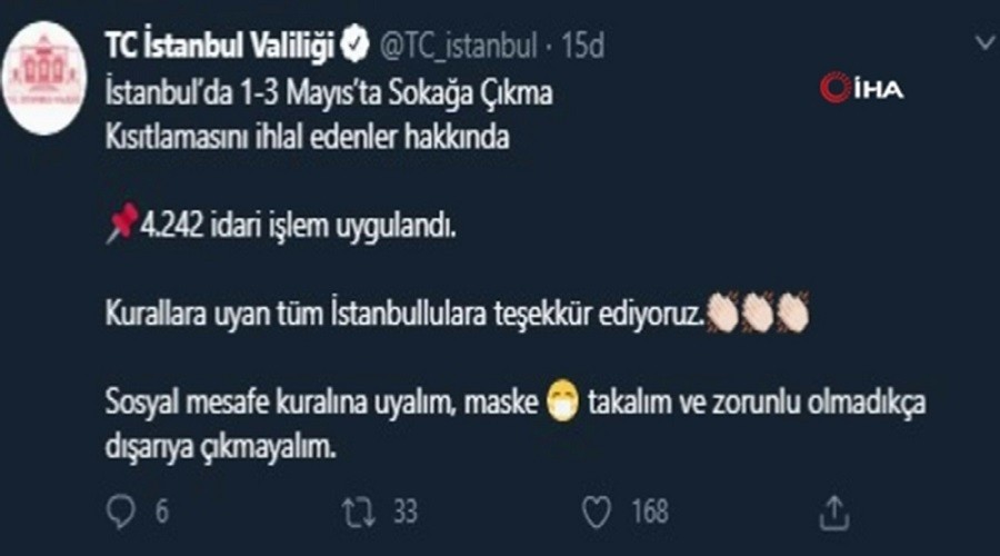 stanbulda 4 bin 242 kiiye ceza yazld